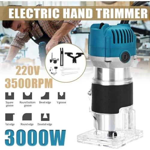3000W Wood Electric Trimmer 35000Rpm 220V Wood Laminate Palm Router Electric Hand Trimmer Edge Joiners Woodworking Tool EU Plug