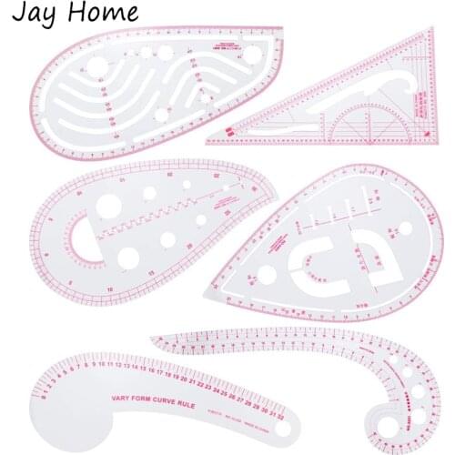 6Pcs French Curve Metric Ruler Sewing Measure Ruler Plastic Sewing Tools for DIY Clothing Design Tailors Drawing Templates Ruler