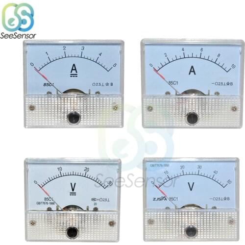 DC Analog Pointer Voltmeter Ammeter Panel 30V 50V 1A 2A 3A 5A 10A High Accuracy Mechanical Current Voltage Meters
