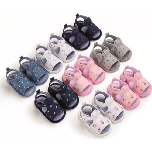 Prewalker New Breathable Summer Baby Sandal Cute Print Flat Shoes 0-18 Months Baby Toddler Bed Shoes