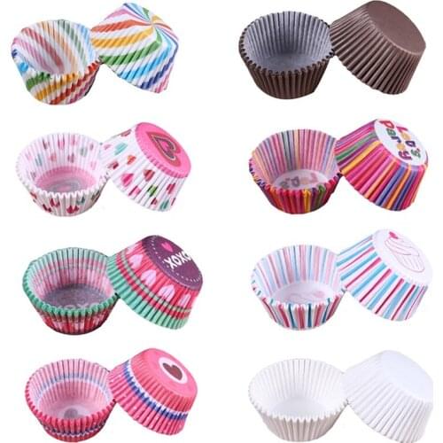 100/200pcs Rainbow Color Cake Paper Cup Cake Box Cupcake Liner Kitchen Baking Accessories Cake Mold Pastry Decoration Tools
