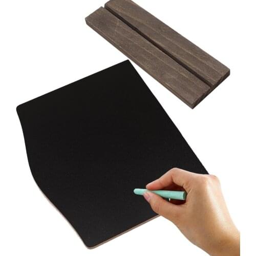 4 x Wooden Mini Blackboard Chalkboard Message Sign Chalk Board Memo Reminder Tags Supporter Stands Base