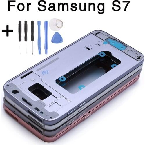 For Samsung Galaxy S7 G930F S7 edge G935F Middle Plate Frame Housing Bezel Chassis with all small parts