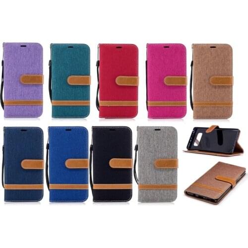 Jean Hybrid Leather Wallet Case For Iphone XS MAX X XR 8 7 6 Galaxy Note9 S9 Cloth Stand Holder Hit Card Slot Flip Cover 50PCS