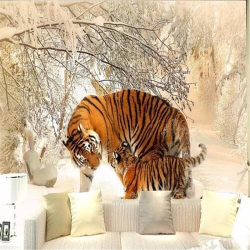 Custom murals wallpaper home decoration siberian tiger winter snow photo 3d wall mural wallpaper papel de parede Beibehang