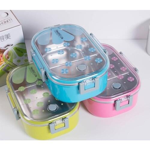 Stainless Steel Leakproof Lunch Box Rectangle Insulated Bento Box Food Container for Adults Kids Food Storage Container 980ML