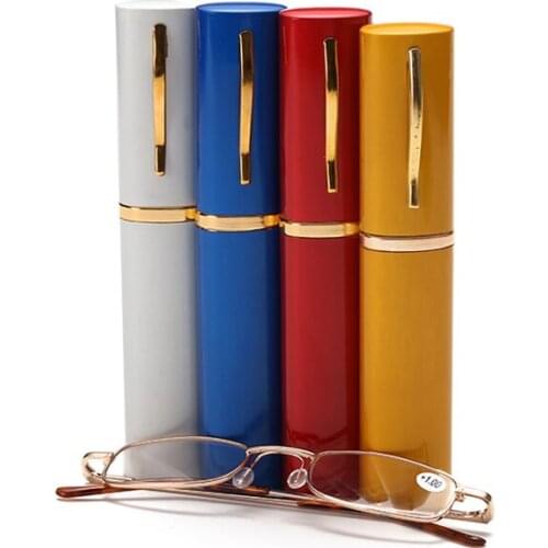 GLAUSA Reading Glasses Women Men With Hard Tube Pencil Case Eyeglasses Hyperopia Glasses Prescription Eyeglasses Travel Eyewears