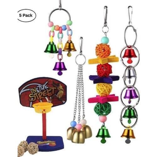 Parrot bite toy Toy bird Basketball shooting frame Bell string 5Piece suit