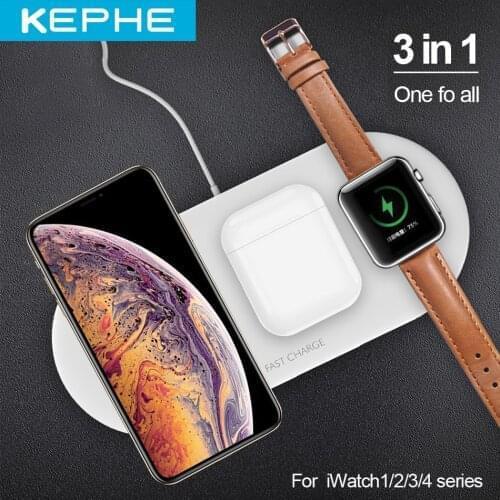KEPHE 3 in 1 Wireless Charger for Airpods Apple Watch 5 4 3 2 iWatch 10W Fast Wireless Charging Pad for iPhone 11 Pro Max XS X