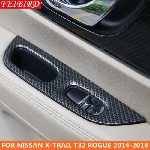 Car Inner Door Armrest Window Lift Button Cover Kit Trim Accessories For Nissan X-Trail X Trail T32 Rogue 2014 2015 2016 2017