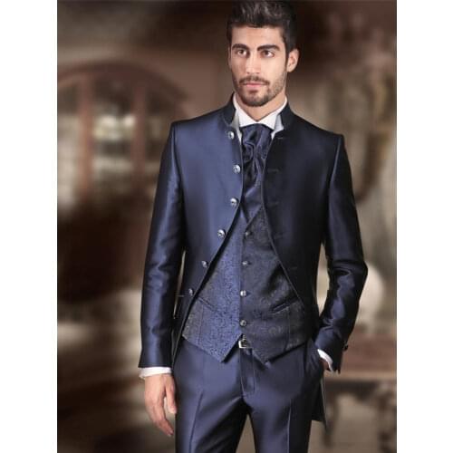 Handsome Groomsmen Wool blend Groom Tuxedos Mens Wedding Dress Man Jacket Blazer Prom Dinner (Jacket+Pants+Tie+Vest) A61