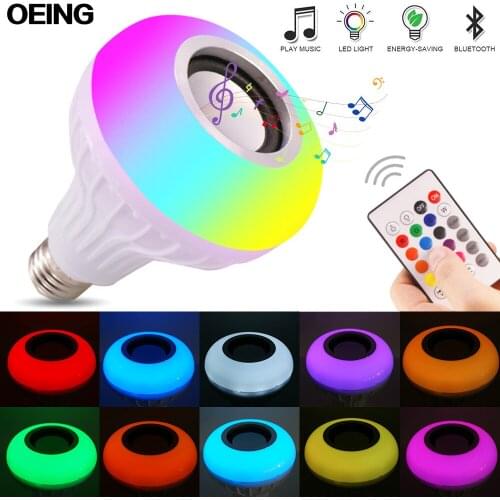 E27 Bluetooth Music Bulb RGB Ampoule Decor Night Light Wireless Bluetooth Audio Music Playing Dimmable Lamp with Remote Control