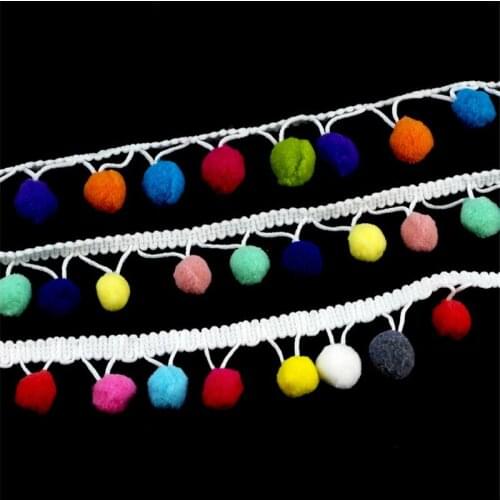Fashion Polyester bottom elastic color pompom lace DIY Craft Supplies production curtain hat scarf home textile accessories F156