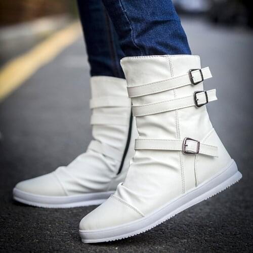 2020 fashion korean version boys superstar boots autumn men leather shoes flat white casual sneakers mens boats