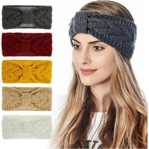 Soft Warm Ladies Hairband Stretch Knitted Head Band Woolen Solid Knot Hairdress Winter Female Hair Accessories