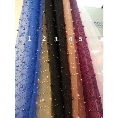 Nigerian Tulle Lace Fabrics SYJ-10911 beaded Embroidered Mesh Lace Fabric