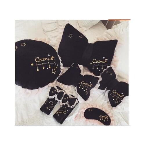 New pretty cute black Bowknot pillow car headrest eye mask favorite stuffed soft Soothing doll birthday gift for friend