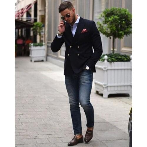 2017 Latest Coat Pant Designs Black Double Breasted Blazer Casual Men Suit Custom Skinny Tuxedo Fashion Jacket Terno Masculino
