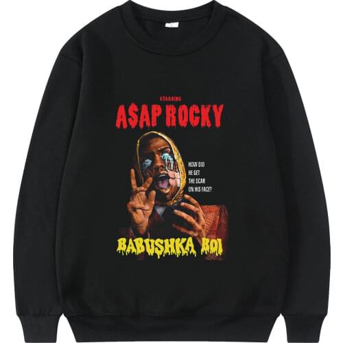 2021 Hot New Rapper ASAP Rocky Babushka Boi Print Sweatshirt Men Women Korean Trend Pullover Unisex Fashion Hip Hop Sweatshirts