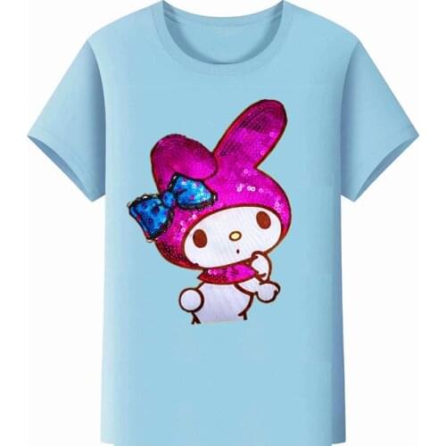 Sanrio My Melody new girl short-sleeved sequined bright cotton classic childrens T-shirt