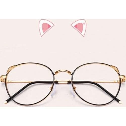 Seemfly Metal Round Ultalight Cat Eye Reading Glasses Frame Anti Blue Ray Reading Computer Eyewear Women Men Clear Lens Fashion