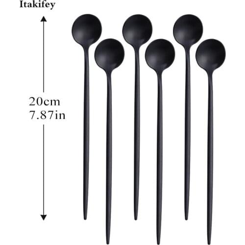 Creative Stainless Steel Long Handled Coffee spoon set For Drinks Ice Cream Dessert Tea Spoon Drinkware For Kitchen Accessories