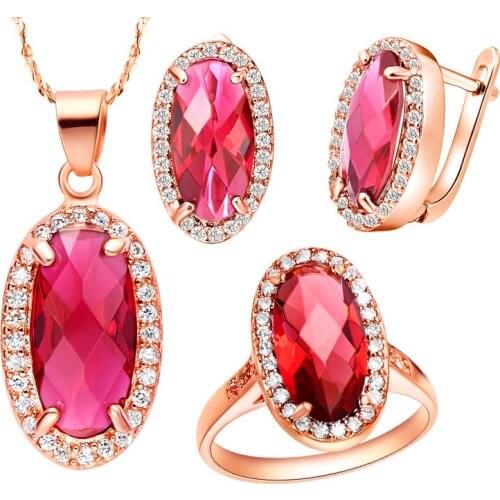 Pendant necklace Earrings ring set of 925 Sterling suit set Austria crystal set in Europe and fashion grade