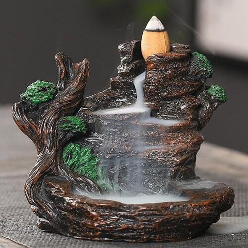 Resin Mountains Incense Holder Aromatherapy Rivers Censer Smoke Waterfall Backflow Incense Burners Office Handicrafts Home Decor