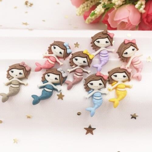 Hand Painted Resin Mix Kawaii Colorful Cool Mermaid Flatback Cabochon Stone 12PCS Scrapbook DIY Decor Home Figurine Crafts