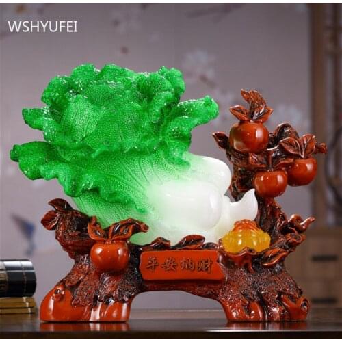 Lucky Fortune Chinese Cabbage Ornaments Living Room Wine Cabinet Feng Shui Decoration Opening Decor Gift Resin Home Accessories