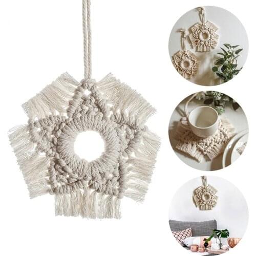 Nordic Handwoven Cup Pad Nonslip Insulation Cup Mat Pure Handmade Cotton Coaster Placemat For Tableware Dinnerware Home Decorati