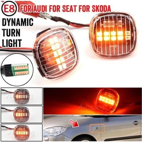 2PCS LED Dynamic Side Marker Turn Signal Light For Skoda Octavia Roomster Rapid Fabia Seat Cordoba Ibiza Leon For Audi A3 A4 A8