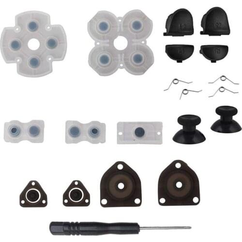 L1 R1 L2 R2 Trigger Buttons + 2 Springs + 2 Joystick Thumb Sticks + 1 Set Conductive Rubber + Screwdriver for PS4 Controller (1s