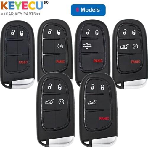 KEYECU GQ4-54T Smart Remote Car Key Shell Case for Jeep Cherokee Ram 1500 2500 3500 2013-2018, Fob 3 4 5 Button With Uncut Blade