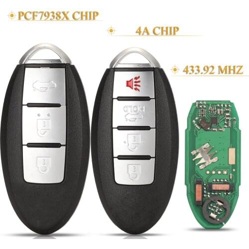 Kuttery 3/4 Buttons Remote Car Key Fob 433.92Mhz 4A PCF7938X Chip For Nissan Teana 2016