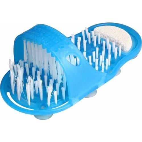 Bathroom Feet Foot Scrubber Brush Massager Shower Clean Blue Slippers
