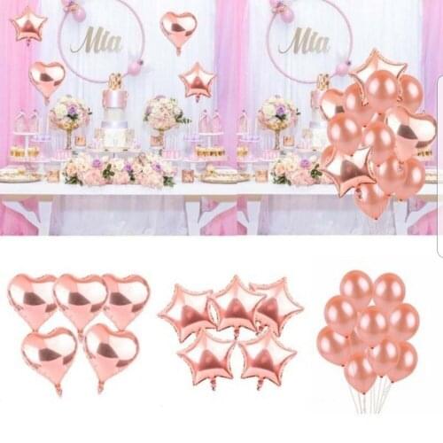 5/10pcs 18inch Rose Gold Heart/Star/Round Shade Latex Balloons Birthday Wedding Party Decorations Babyshower Kids Childrens Toy