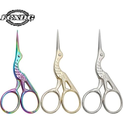 2 Size High Quality Stainless Steel Craft Scissors Handmade DIY Sewing Tools Zig Zag Fabric Scissors Pink Antique Stork Scissors
