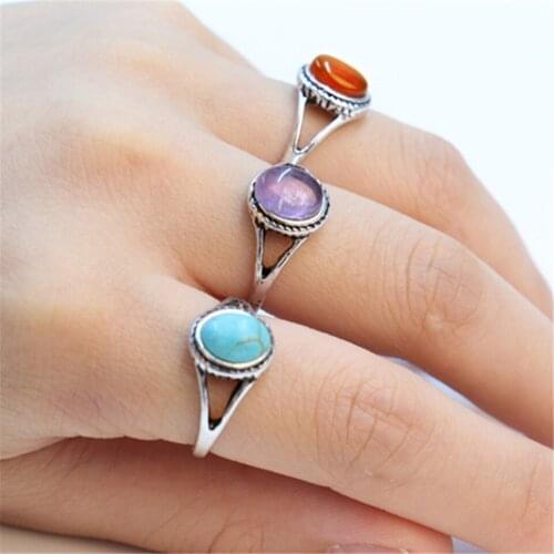 WJZB 30PCS Fashion stone ring, stone red purple ring for women