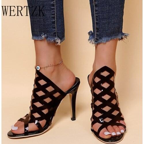 Women Stripper Heels Slip-on Summer Bright PVC Upper Sexy Ladies Designer Sandals Non-slip Plus Size Womens Slippers