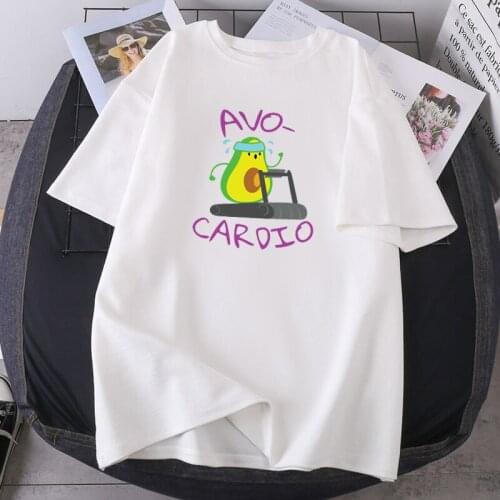 Avocado Cartoon Print T-shirts Woman Casual Summer Lady Oversize O-neck Clothing High Quality Hip Hop Fashion 2021 Camisetas