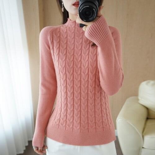 Cashmere Sweater Women Half High Neck Pullover 2021 Autumn and Winter New Female Jacket Twist Knit Tops Casual Korean Fashion