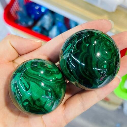 100% Natural Malachite Sphere Energy Reiki Stones Home Decoration Gemstone 1PC