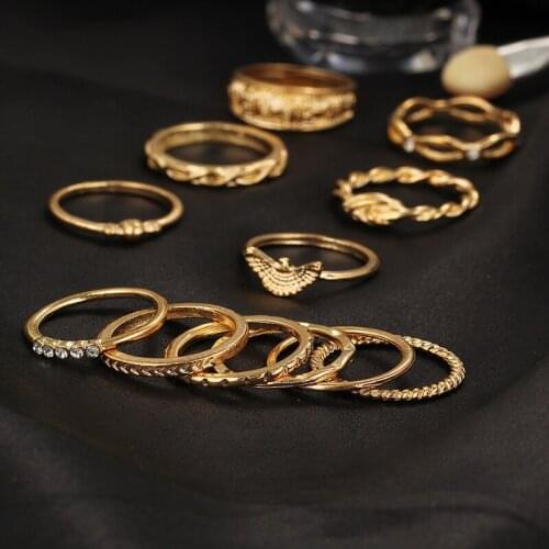 12pcs/set Bohemian Vintage Women Finger Rings Set Punk Ring Gift