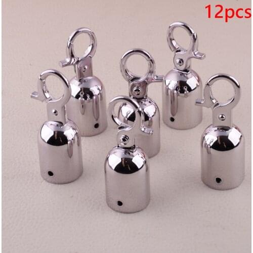 12Pcs 25mm Silver Rope Barrier Stopper Cord End Caps Heavy Duty Hanging Hook with Self Closing Clasp