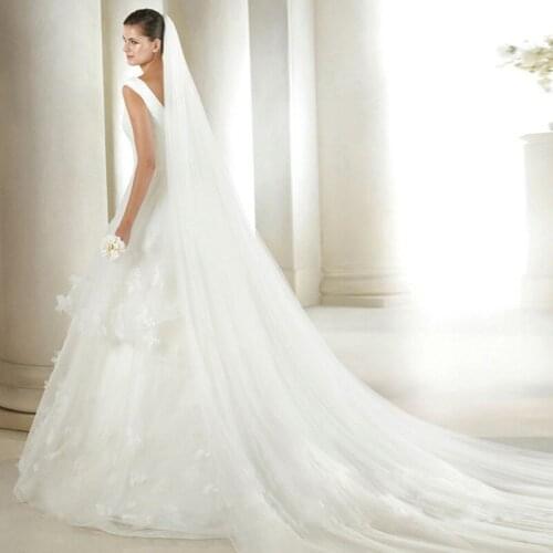 3 M 2 M White Ivory Wedding Veil One layer Long tulle Edge Cut Bridal Veil Wedding Accessories