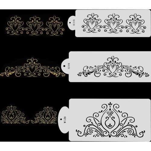 3pcs DIY princess crown cake stencils queen crown shaped Fondant decoration tools Cookie Baking Mould