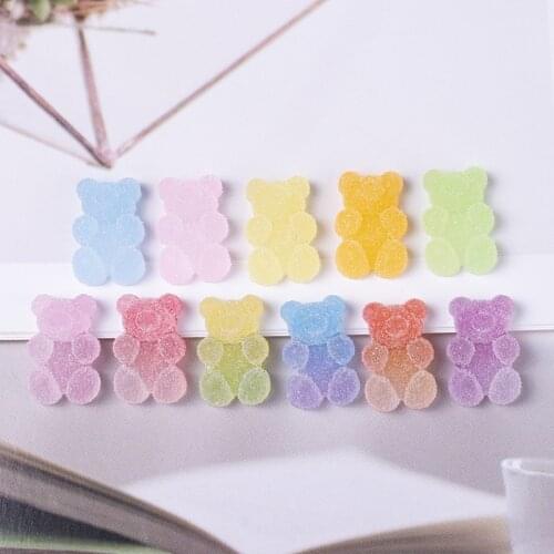 40PCS Lovely Gradient Soft Plastic Candy Color Bear Flatback Cabochon Scrapbook DIY Bowknot Accessories