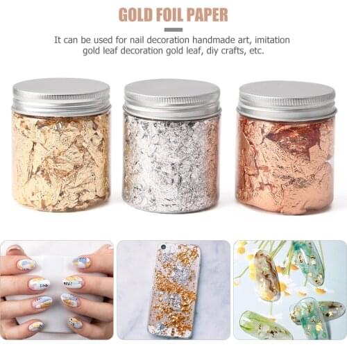 50g Foil Imitation Gold Flake Silver Leaf Powder Nail Beauty Paper Skincare Decorating Craft Sequins Glitters Accessories