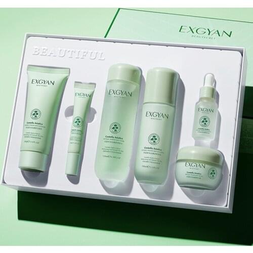 6Pcs Face Skin Care Set Aloe Centella Oil Control Moisturizing Repairing Anti-Aging Anti-Wrinkle Whitening Face Tonic Cream Kit